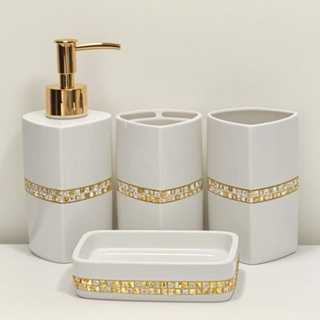 Conjunto de banheiro de luxo, suporte para sabonete líquido, suporte para escova de dentes em Oferta na Shopee