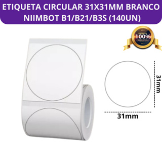 1 Rolo Etiqueta Niimbot 31x31 Redonda Branca (210un) em Oferta na Shopee