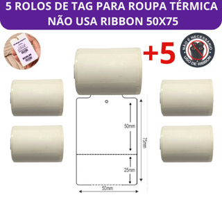 5 rolos Tag  50x75 Para Roupa Térmica Não Usa Ribbon em Oferta na Shopee