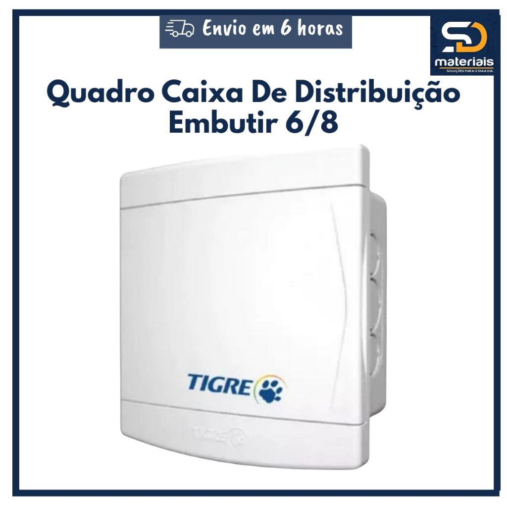 Quadro Caixa De Distribuição Embutir 6/8 Disjuntores Sem Barramento Tigre