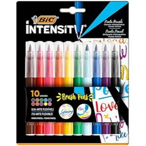 Caneta Hidrográfica BIC Intensity Brush Pen Ponta Pincel para Lettering Cartela com 5 ou 10 Cores / Papelaria