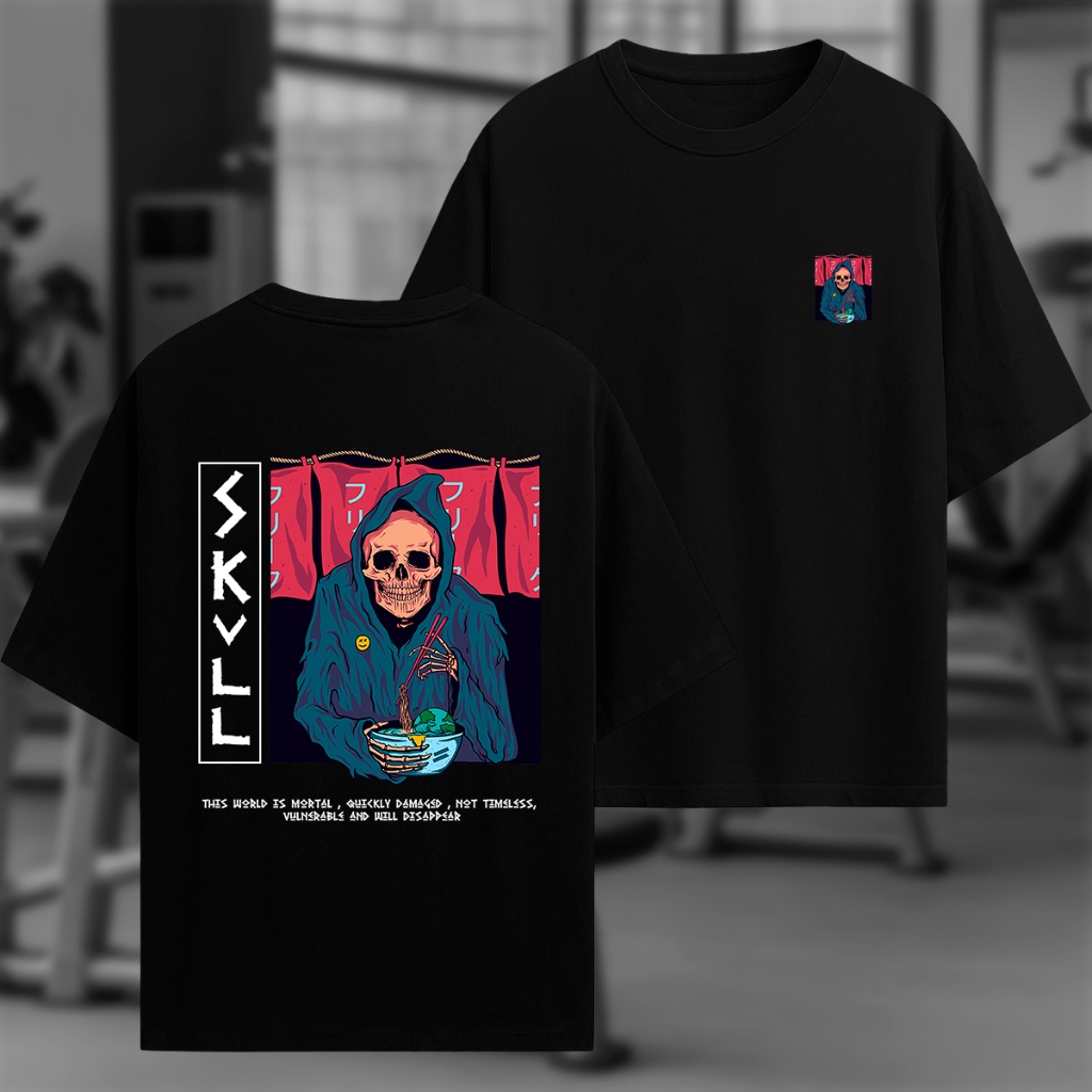 Camiseta Oversized Masculina Skull Ceifador Estampa Dark Streetwear Gym Academia Promoção em Oferta na Shopee