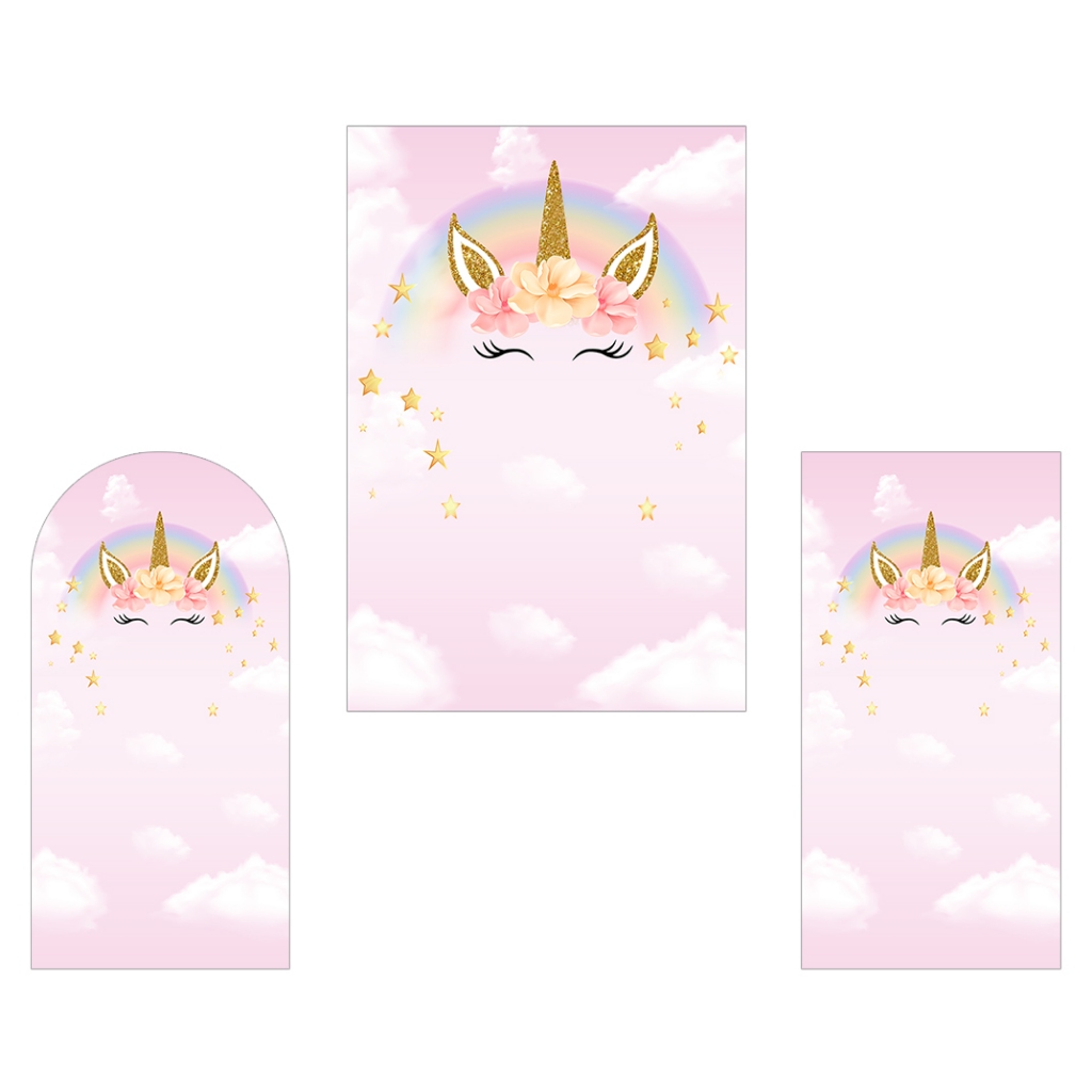 Painel De Festa Vertical - Unicórnio Céu Rosa 001 em Oferta na Shopee