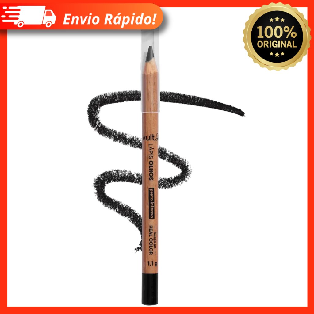 Lápis para Olhos Vult 1,1g - Preto Intenso - Traços Precisos, Alta Pigmentação e Longa Duração