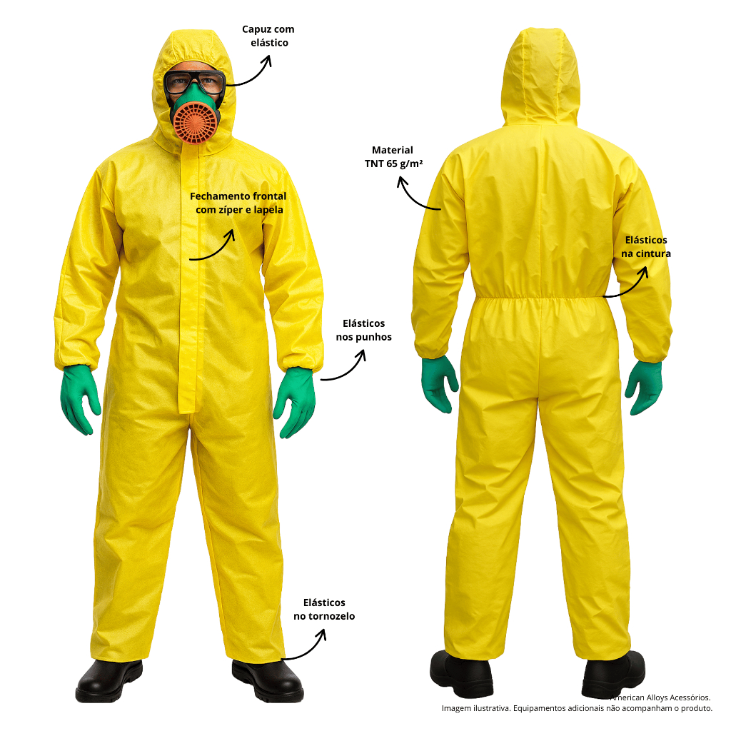 Macacão De Segurança Serviços Gerais Proteção Química Reforçado CA
