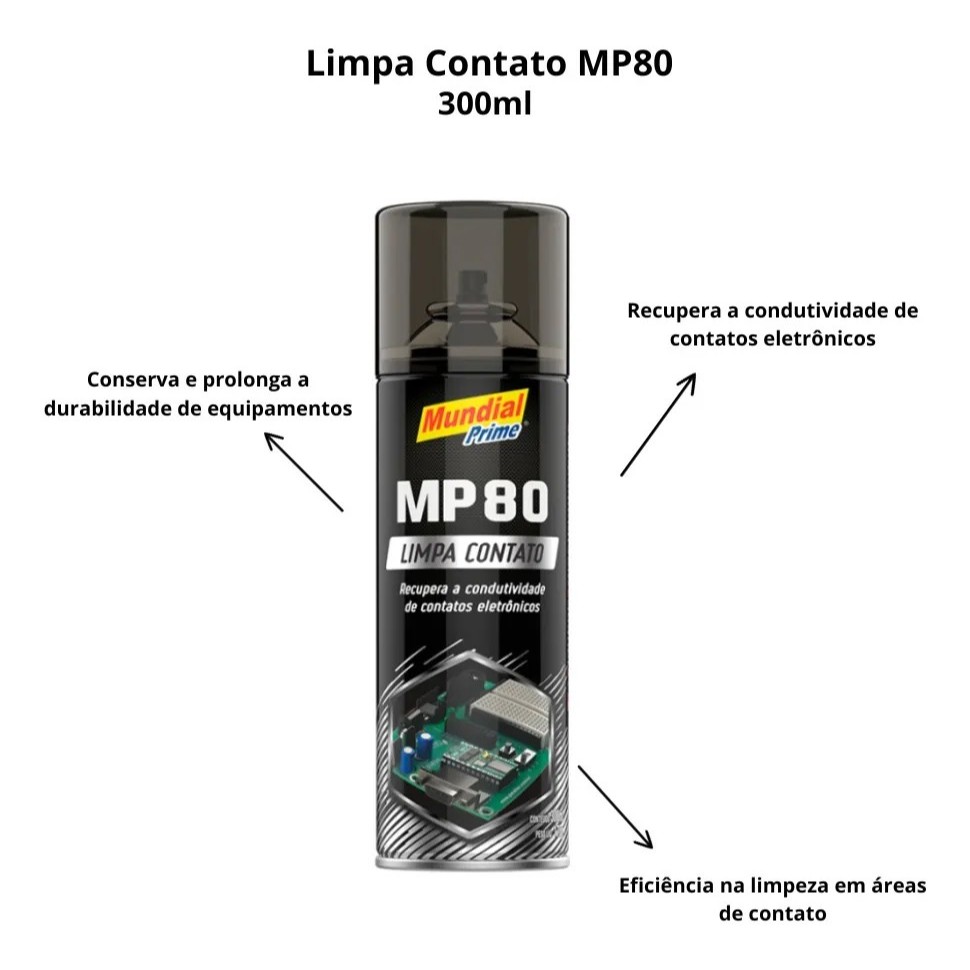 Limpa Contato MP80 spray 300ml, MUNDIAL PRIME, AE06000019