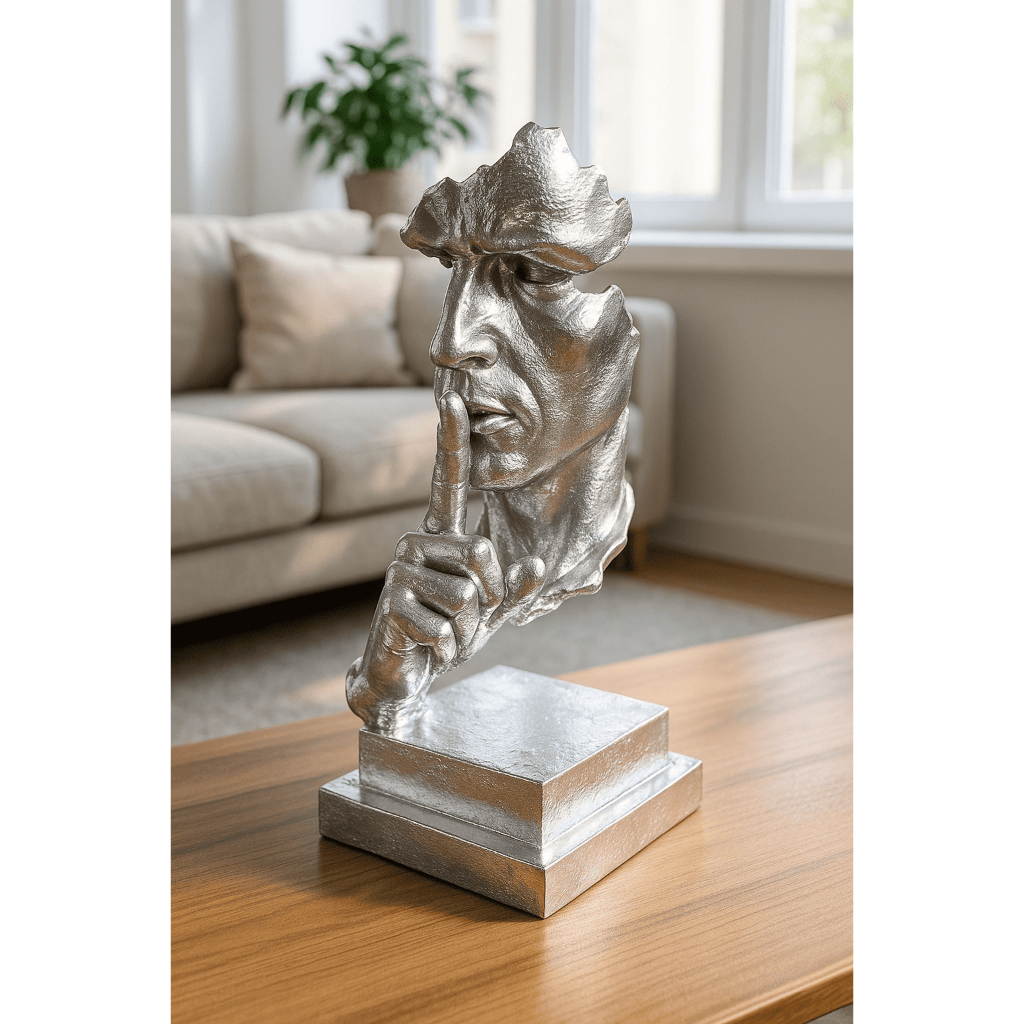 Busto Decorativo O Silêncio – Escultura Humana Abstrata em Estilo Europeu para Sala ou Escritório