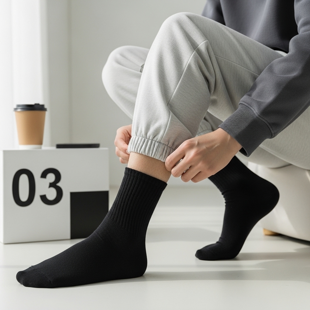 Meia de Algodão com Poliéster Cano Médio Preta Sport Macia e Confortável em Oferta na Shopee