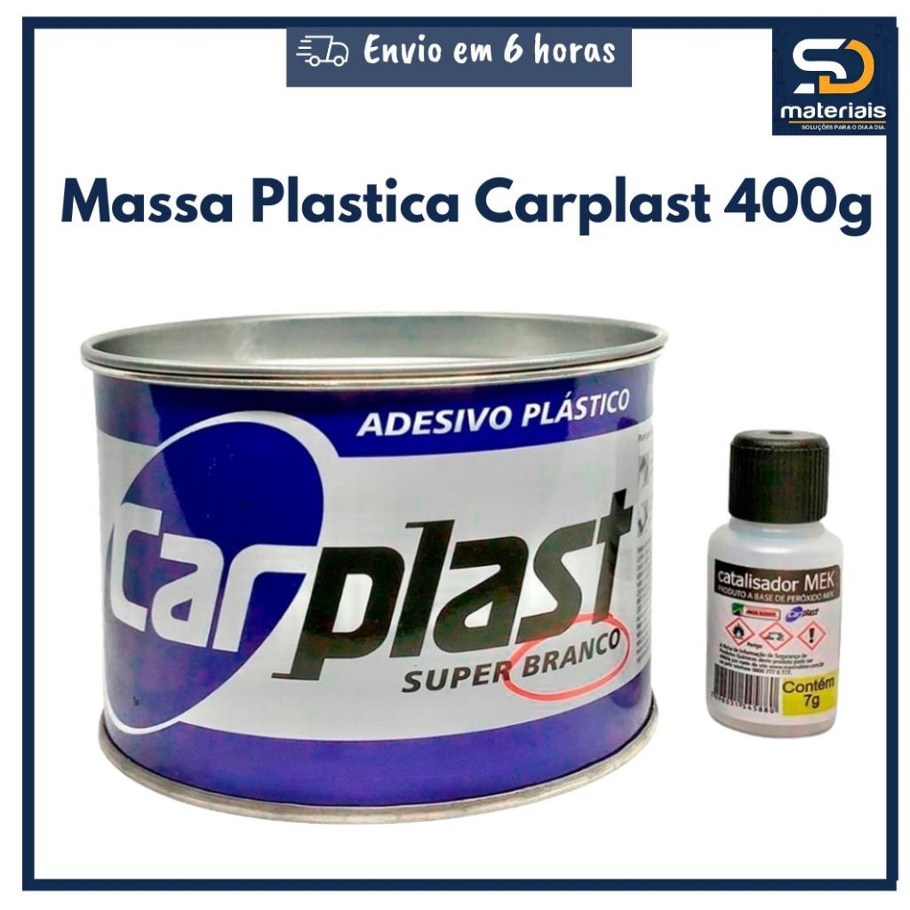 Massa Plastica Carplast 400g Branca Maxi Rubber Pia Granitos Cubas Reparo Automotivo