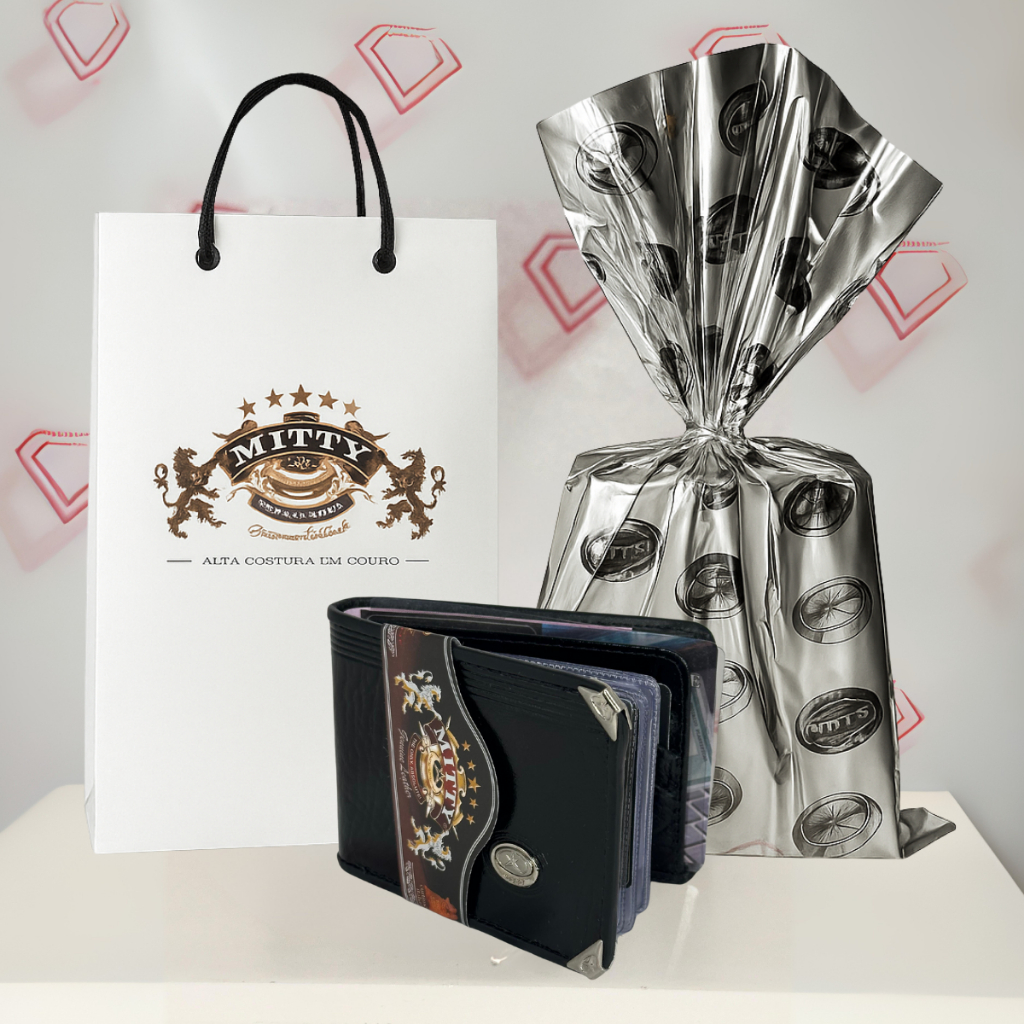 Carteira Masculina Couro Legítimo Mitty Preta Fina Compacta Original Porta Cartão Dinheiro Presente Luxo