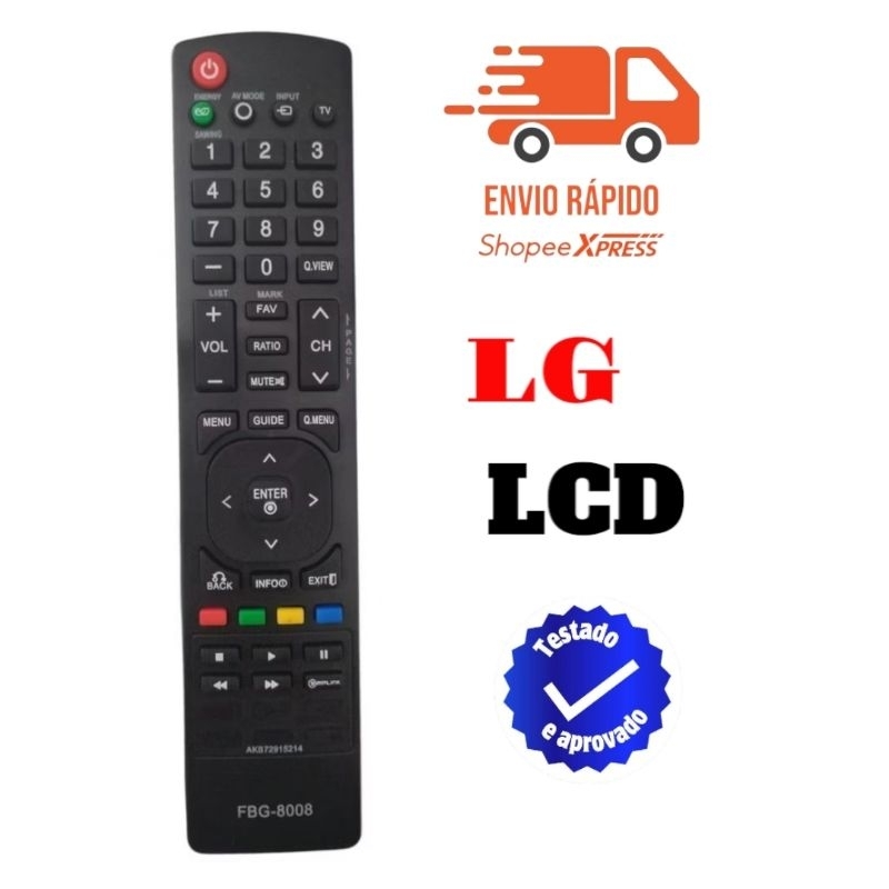 Controle Compatível TV LCD LED LG AKB72915214 42LE5300 LE-8820  FBG-8008 em Oferta na Shopee