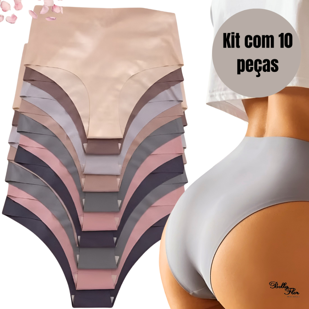 Kit 10 Calcinhas Cós Alto Sem Costura Corte a Laser Conforto Não Marca em Oferta na Shopee