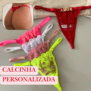Calcinha Fio Tanga Sensual Frases e Nomes Personalizados Tule Bordado Regulagem Estilosa Divertida em Oferta na Shopee