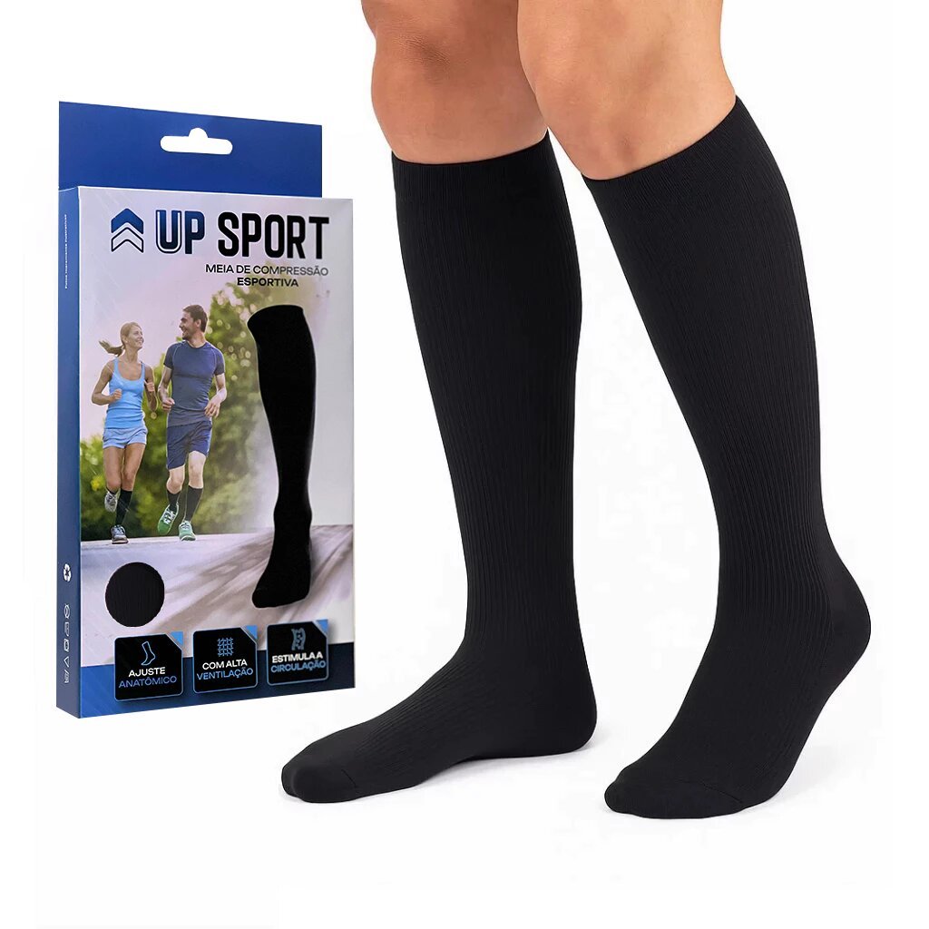 Meia Compressão Esportiva Up Sport 3/4 Corrida Cross Academia Alta Elasticidade Caminhada