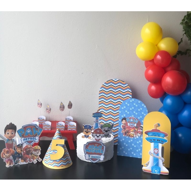 Kit Festa Personalizada Patrulha Canina, Só um Bolinho , Mesversário Aniversário, Decoração Casa e Escola