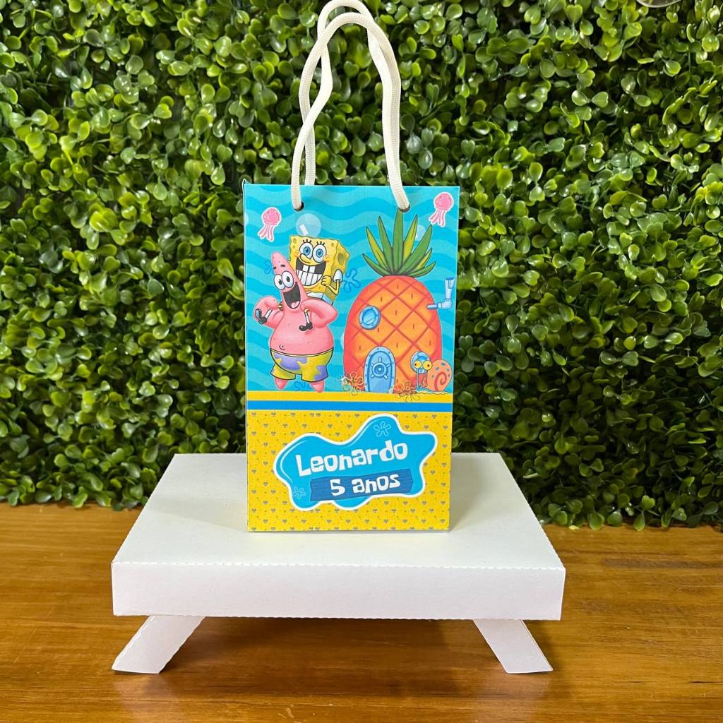 SACOLINHA PERSONALIZADA BOB ESPONJA - PEGUE E MONTE - TAMANHO (P) - Lembrancinha - Aniversário