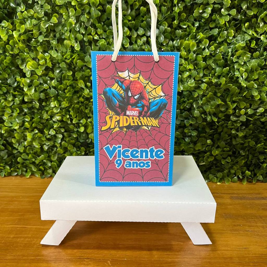 SACOLINHA PERSONALIZADA HOMEM ARANHA - PEGUE E MONTE - TAMANHO (P) - Lembrancinha - Aniversário