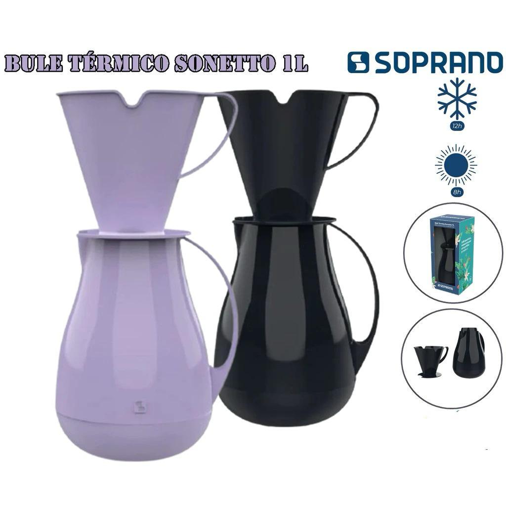 Bule Térmico Sonetto  1 Litro com suporte filtro - Soprano em Oferta na Shopee