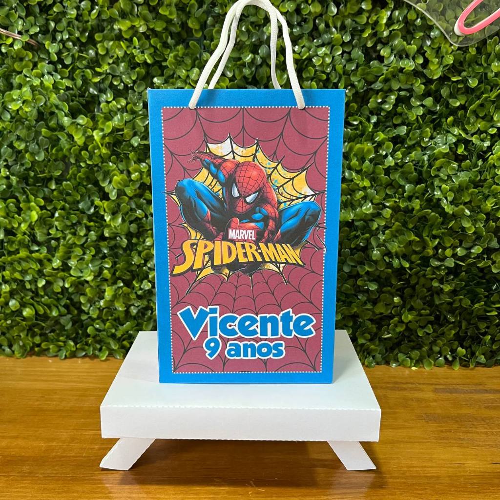 SACOLINHA PERSONALIZADA HOMEM ARANHA - PEGUE E MONTE - TAMANHO (M) - Lembrancinha - Aniversário