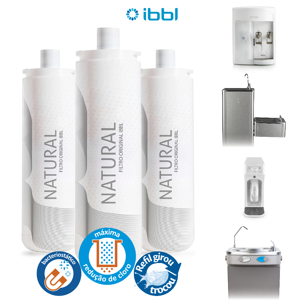 kit 1/2/3 Refil IBBL C+3 Original Troca Fácil Girou Trocou Tripla Filtragem para Purificador de Água