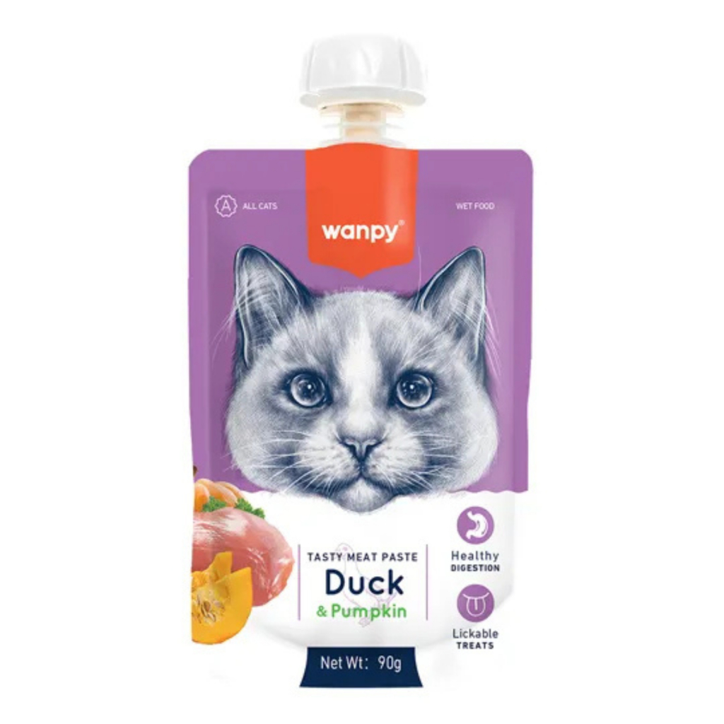Petisco Wanpy Creamy Para Gatos Sachê Sabor Pato e Abóbora 90g
