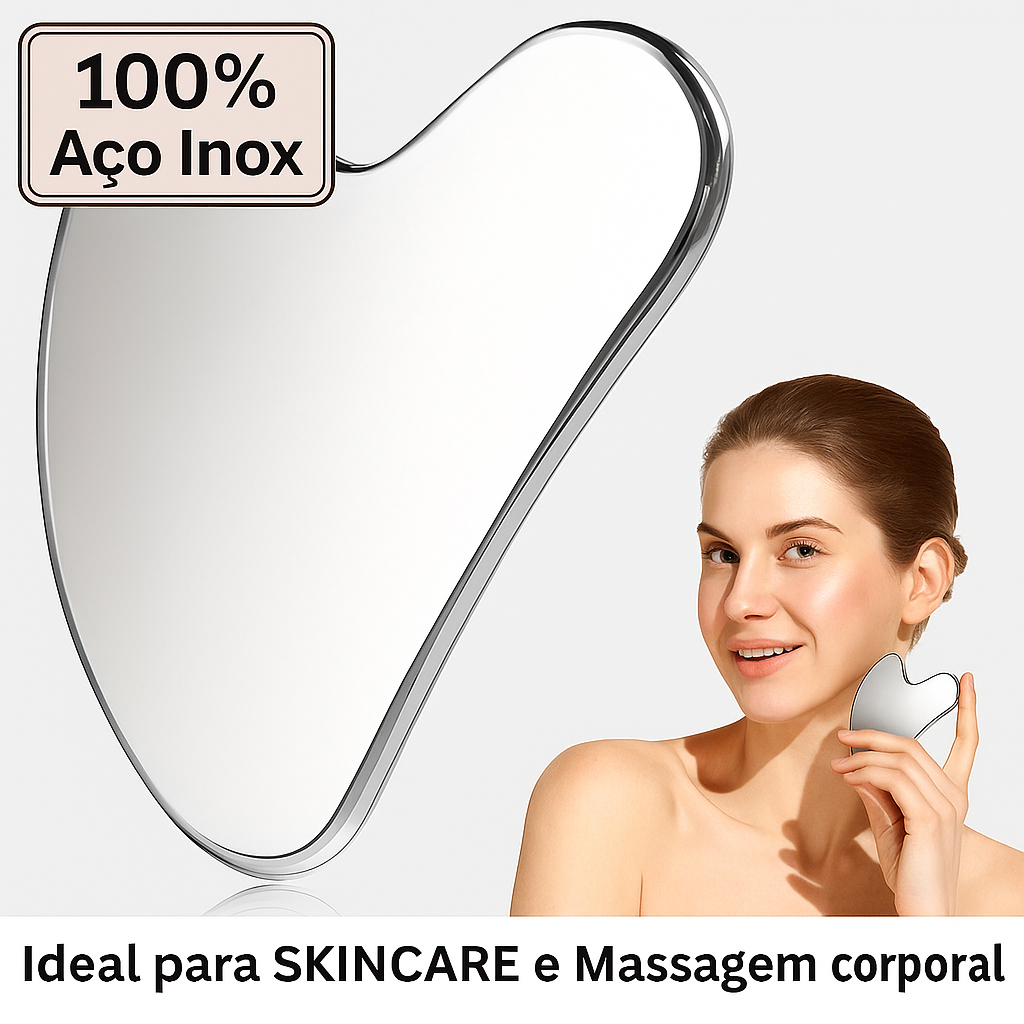 Placa de Massagem Skincare e Corporal Gua Sha em Aço Inox – Beleza, Saúde e Bem-Estar Guacha em Oferta na Shopee