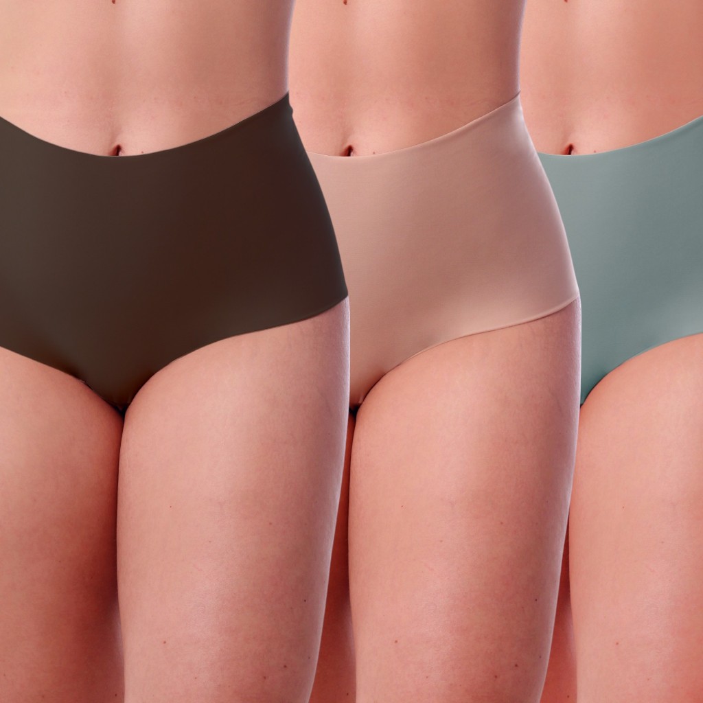 Kit 3 Calcinhas Corte a Laser Feminino Tangas Cintura Alta Lingerie Short Box sem Costura Modeladora