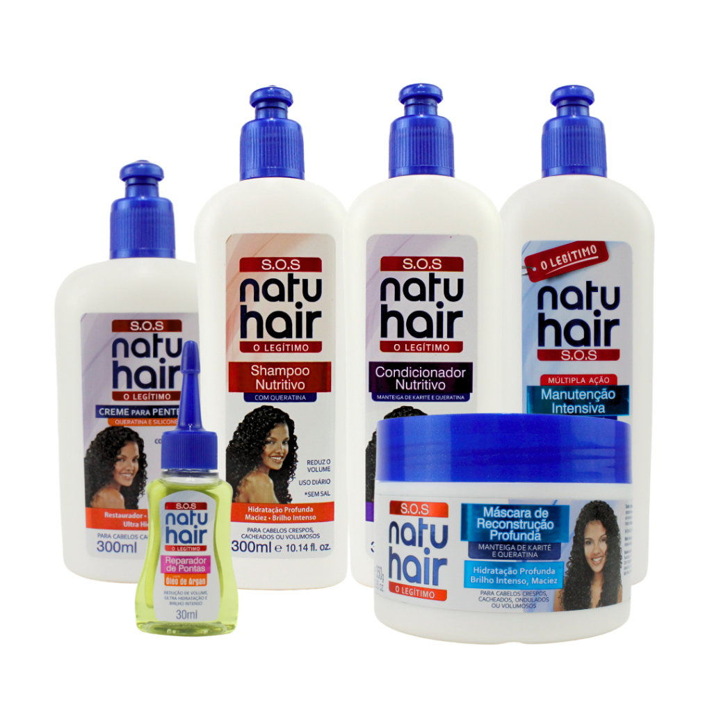 Kit SOS: Shampoo, Condicionador, Ativador, Máscara, Reparador, Creme e 2 Ampolas