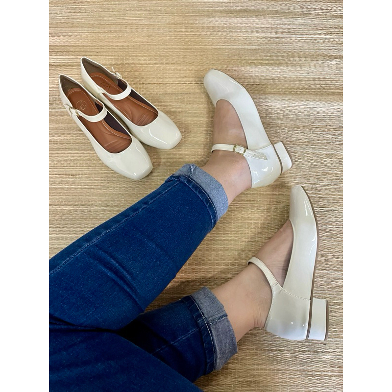 Sapato Boneca Mary Jane Branca verniz Original salto 3cm