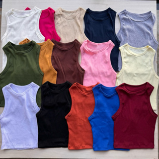 Kit 2 Cropped Regata Canelado Feminino Moda Gringa Regatinha Cavada Nadadora Algodão Zara Crooped Básico Canelada Blusa em Oferta na Shopee