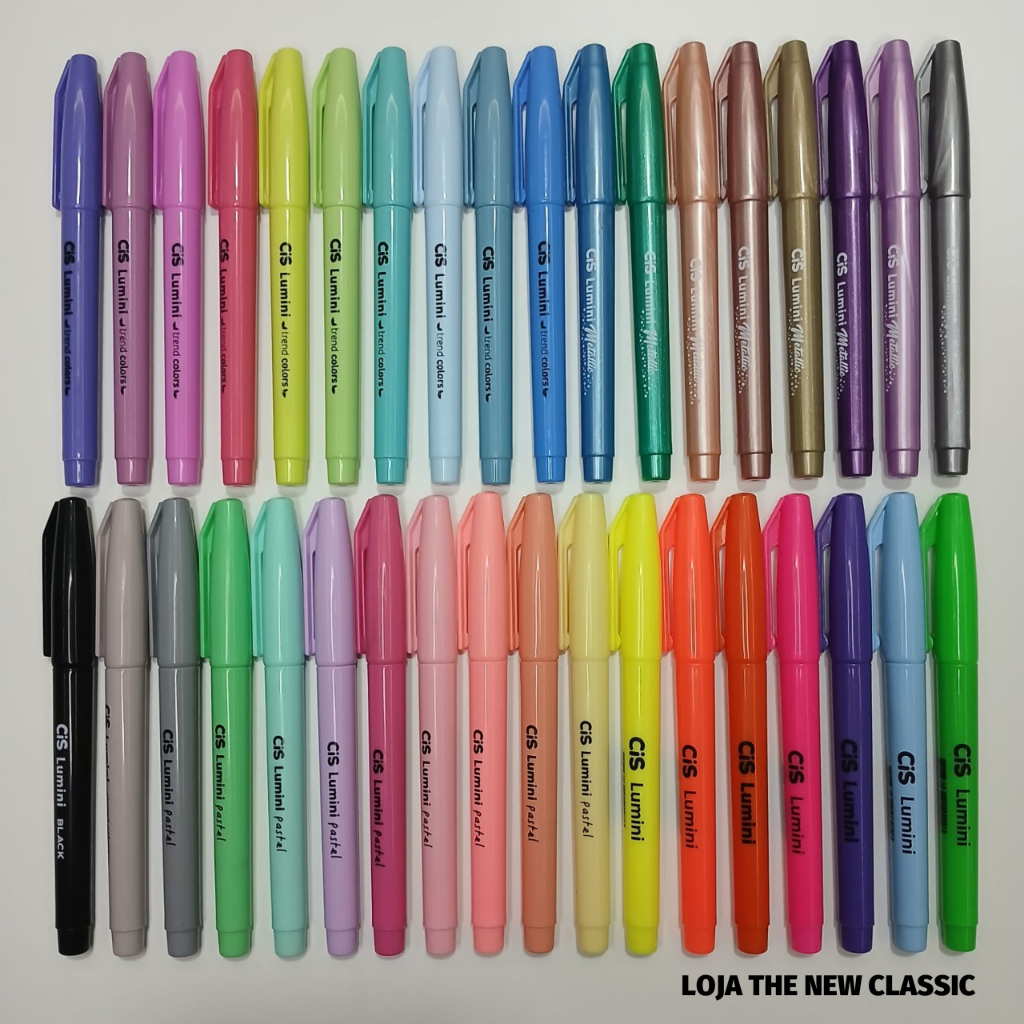 Kit Marca Texto Cis Lumini - Coleção Completa, Neon, Tom Pastel, Metálicas, Ponta Dupla, Flex, Trend em Oferta na Shopee