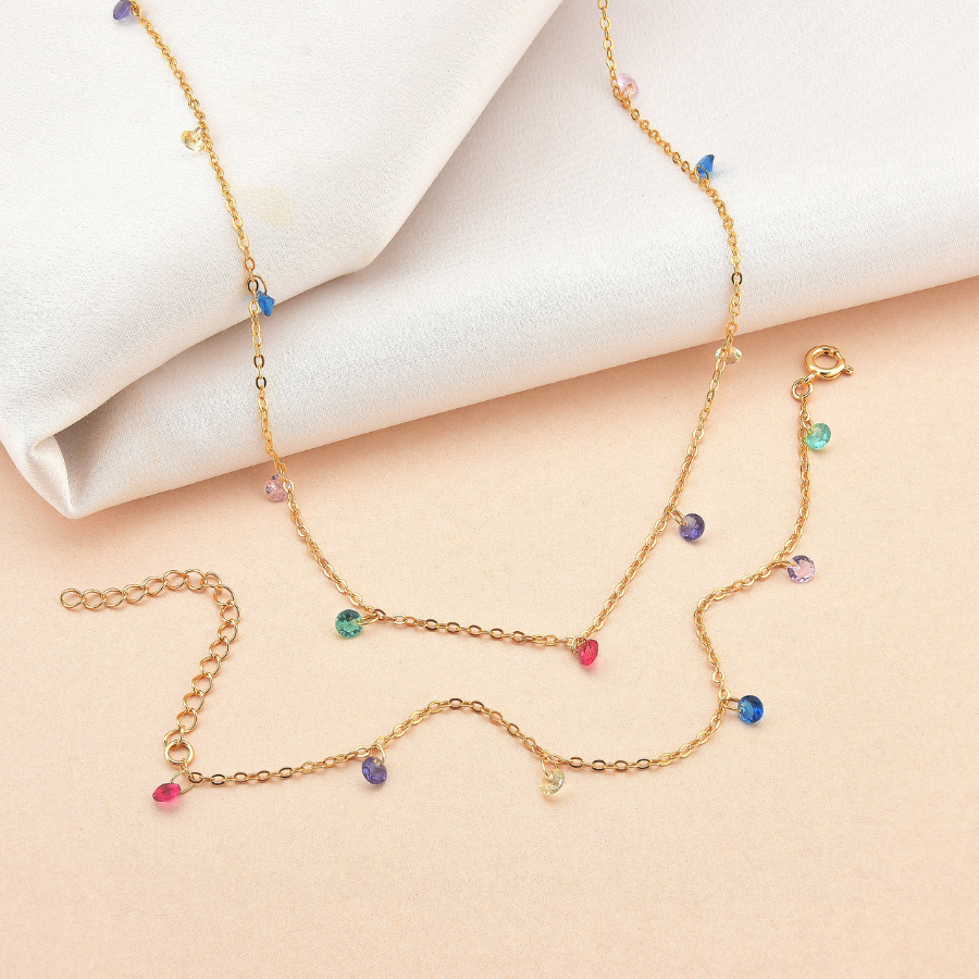 Conjunto Colar e Pulseira Feminino Dourado Folheado a Ouro 18k Semijoia Delicada com Caixinha Presente