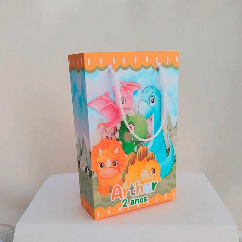 Kit Sacolinha Surpresa Personalizado Dinossauro Baby Lembrancinhas Aniversário PEGUE E MONT
