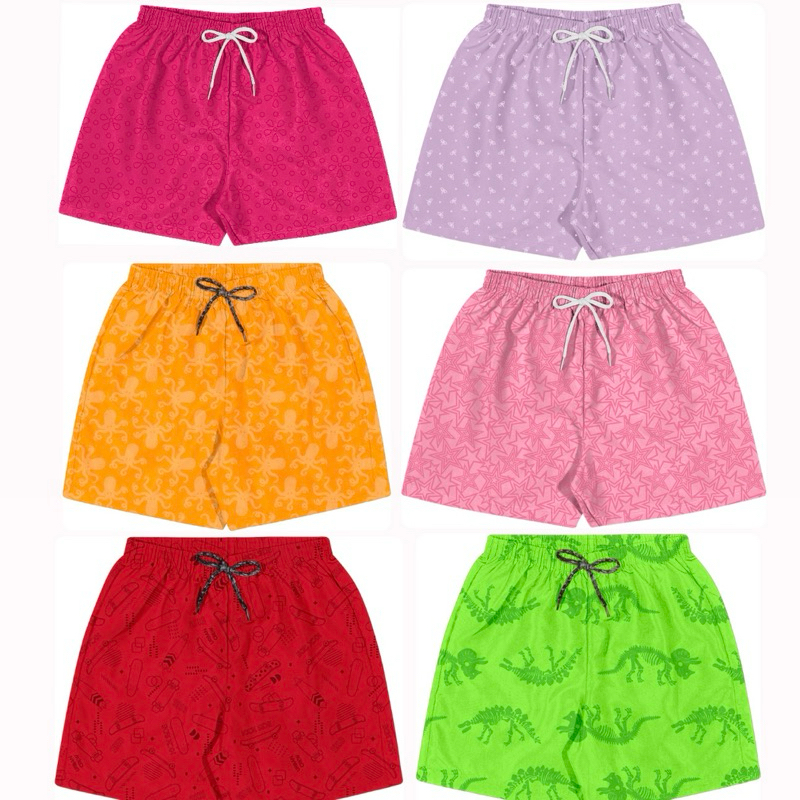 Bermuda shorts Menino Menina infantil -  Verão Estampado tactel TAM 1 ao 14