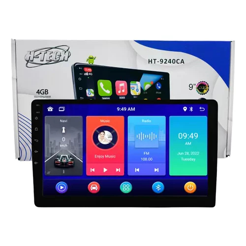 Central Multimídia 9 Pol. H Tech Ht-9240 4+64gb Q-led Cor Preto