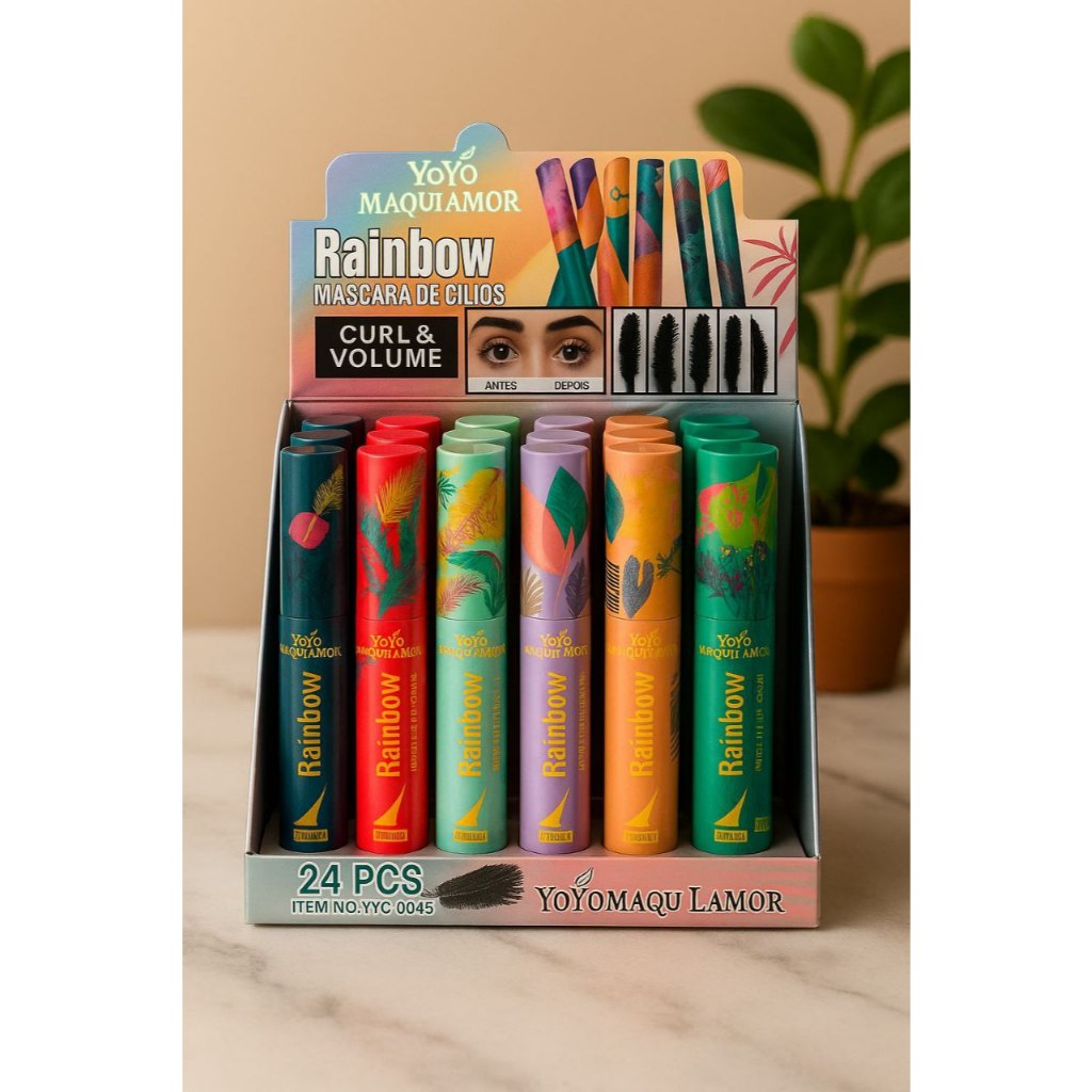 Máscara de Cílios Rainbow Yoyo Volume Máximo e Alongamento Instantâneo para um Olhar de Impacto!