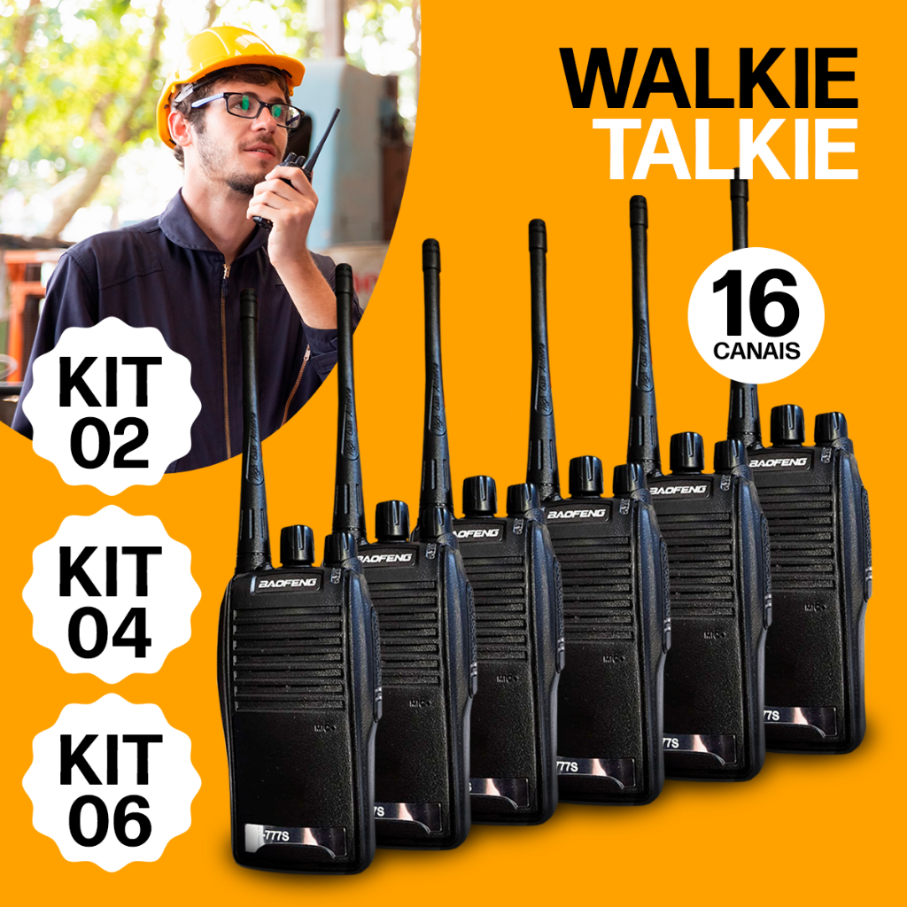 Rádio Ht Walk Talk Comunicador Baofeng 777s 16 Canais Walkie Talkie Longo Alcance de 12km