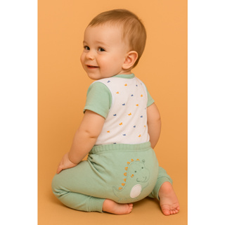 Look Completo Bebê – Body + Calça com Estampa Fofa e Bordado! em Oferta na Shopee