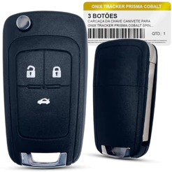 Chave Canivete Carcaça Prisma Onix Cobalt 3 Botões