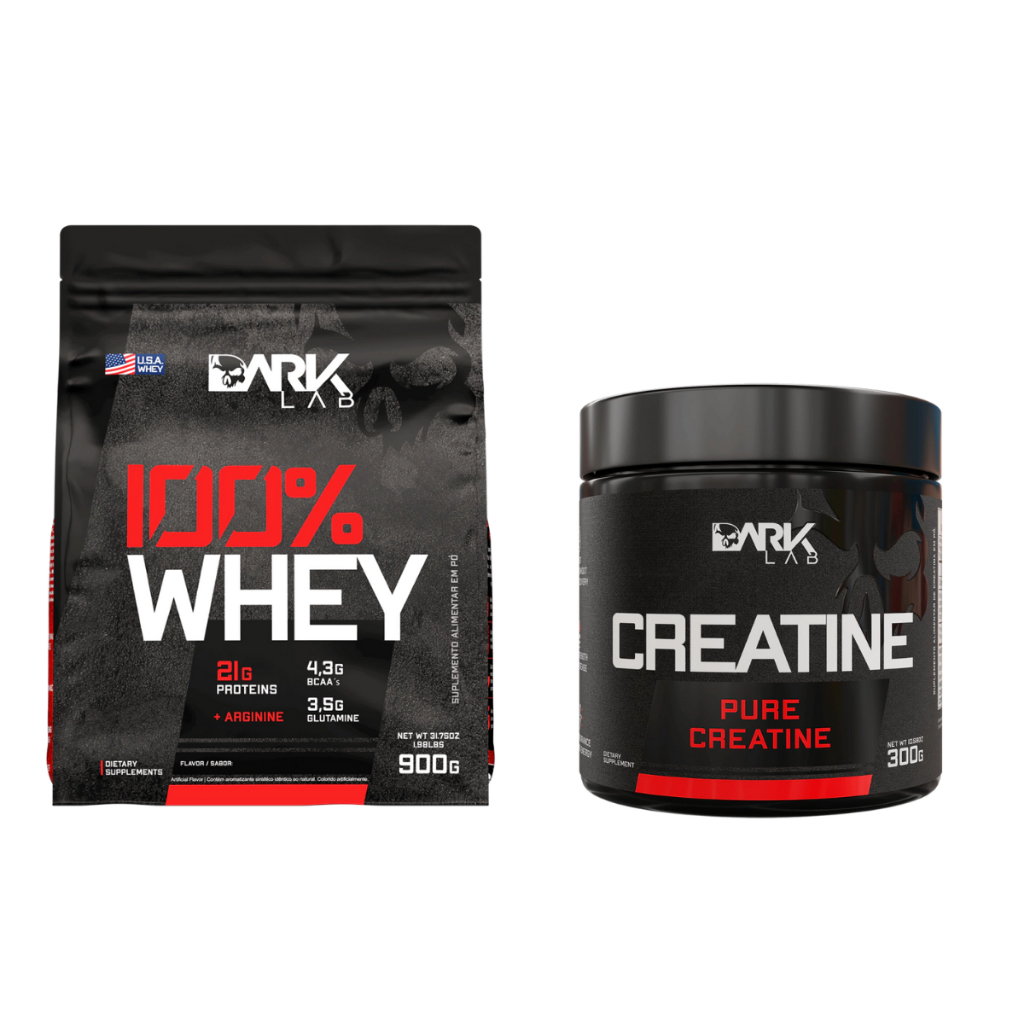 Kit 100% Whey Refil 900G + Creatina 100% Pura 300g - Dark Lab