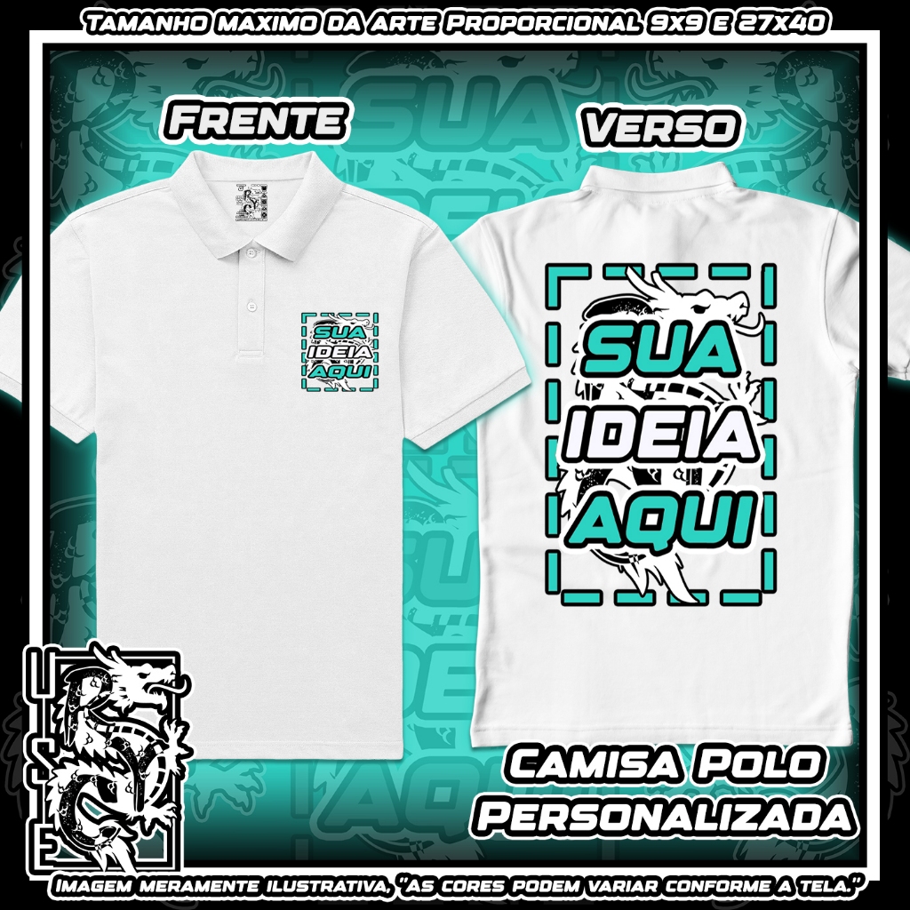 Camisa Gola Polo Personalizada Faça a sua! RYC, Camisa 50/50 com a sua ideia em DTF em Oferta na Shopee