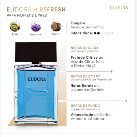 Eudora H Refresh Desodorante Colônia 100ml Eudora