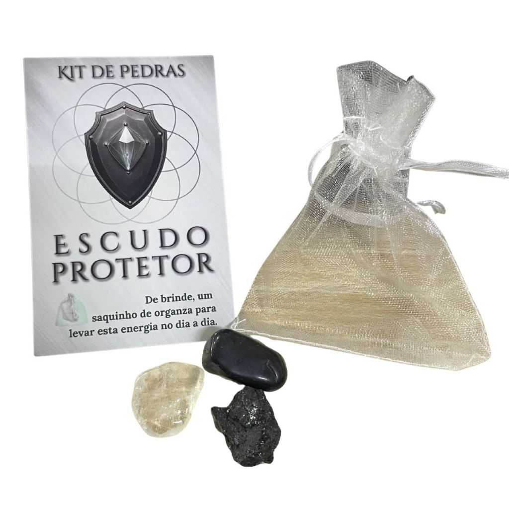 Pedra Ônix Cristal E Turmalina Negra Escudo Protetor Umbanda Candomblé