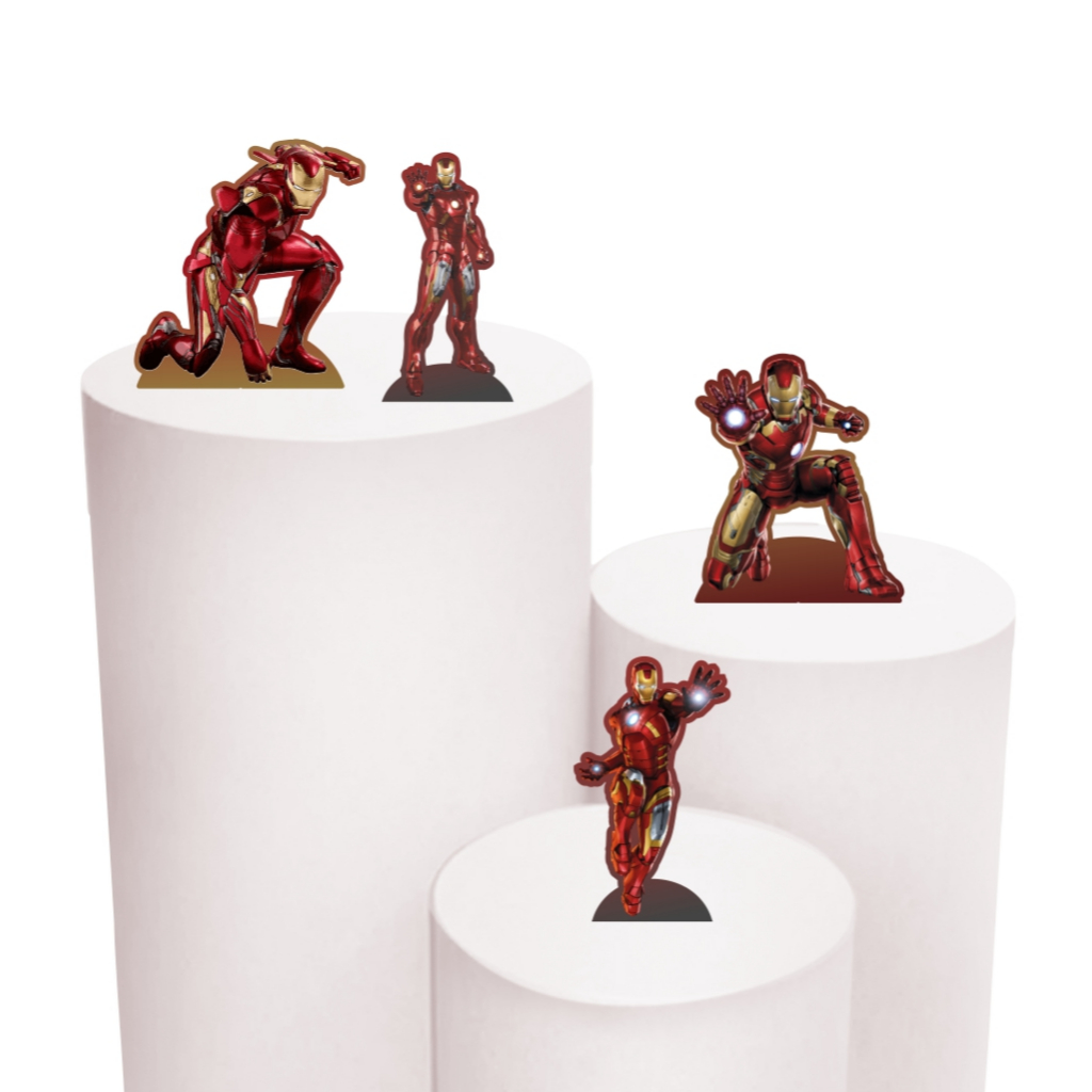 Kit de Display 4 de 20cm Totens para Decoração de Festa Homem de ferro em MDF Cortado a Laser em Oferta na Shopee
