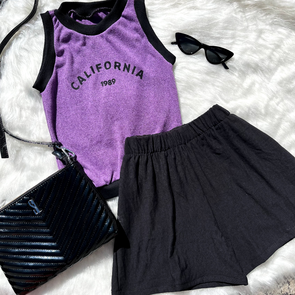 Conjunto Infantil Juvenil Menina Moda Blogueirinha Estilosa Blusa e Short Malha Confortável
