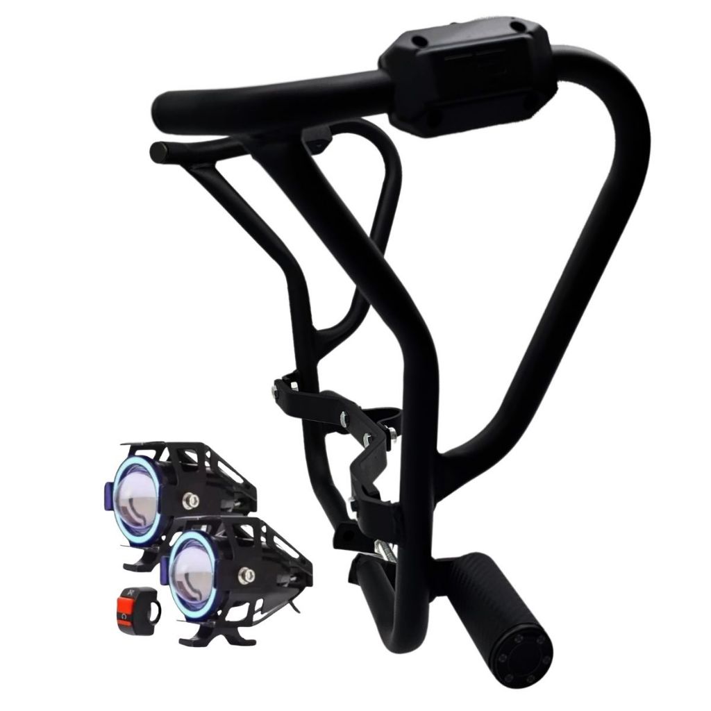 Protetor De Carenagem Bros 160 Até 2024 Com Slider Farol De Milha Led MIni U7 Com Angel Eyes