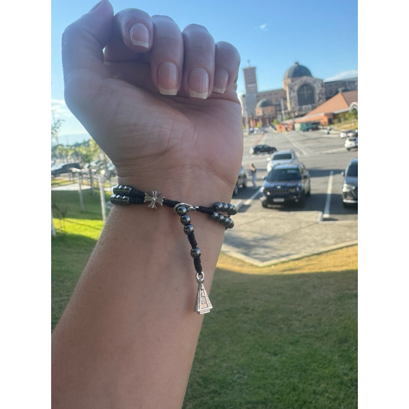 Terço para o pulso pedra de hematita. em Oferta na Shopee