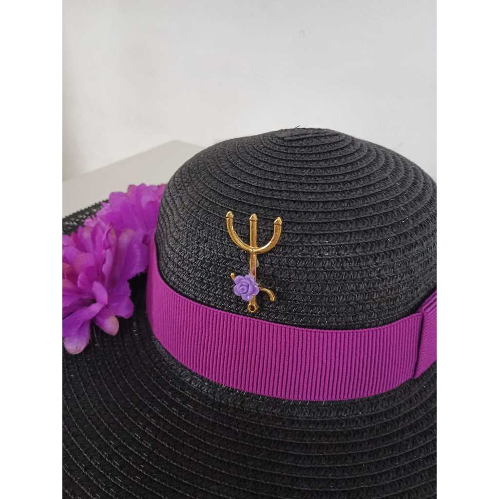 Chapéu chapeu Pomba Gira  Maria Mulambo modelo paris linha luxo tres flores e pingente tridente
