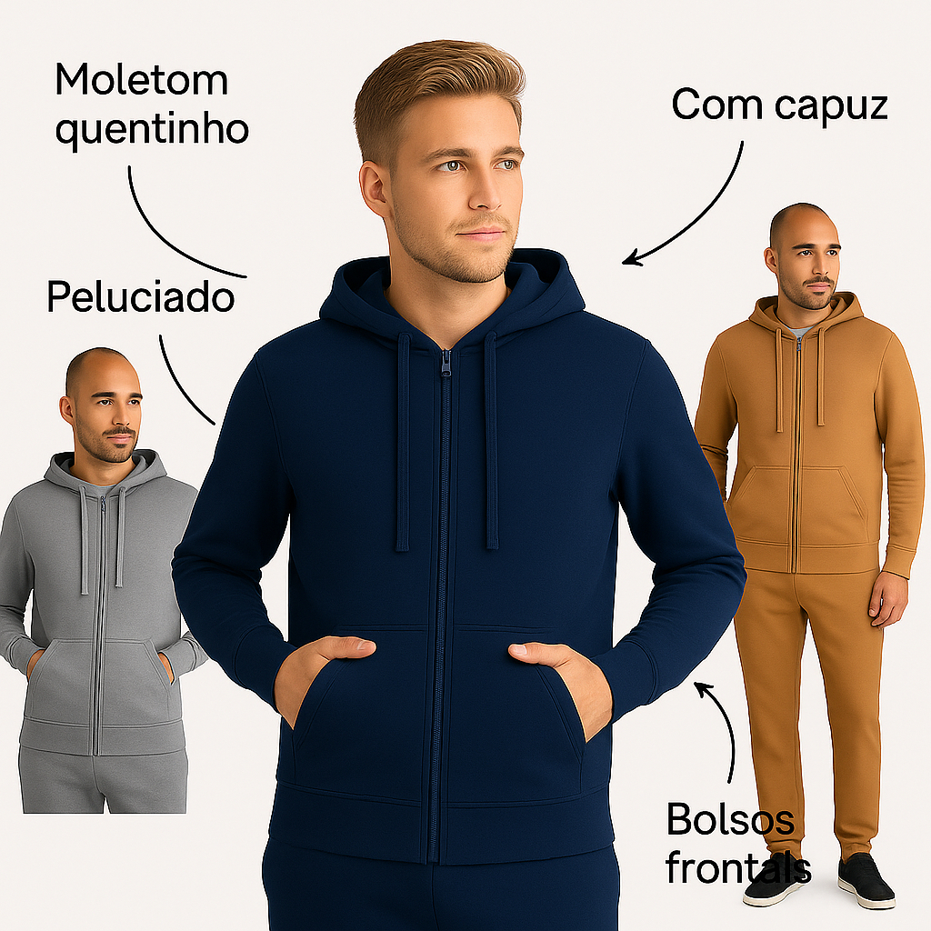Jaqueta de Moletom Canguru Peluciado com Capuz  KB234-C1