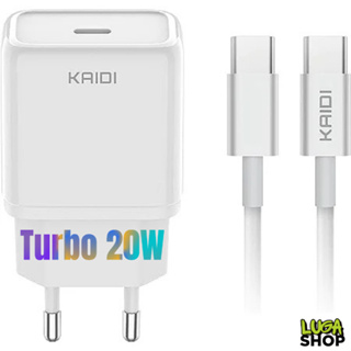 Carregador Turbo Kaidi 20W Original com Cabo C para C – Carregamento Turbo, Compacto e Seguro em Oferta na Shopee